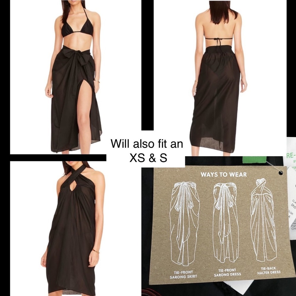 J.CREW Convertible Beach Sarong Size XXS Black NEW Resort Skirt Dress Coverup‎